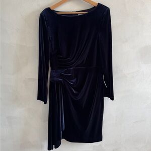 Eliza J - Midnight Blue Velvet Long Sleeve Dress - Size 12 (NWT)